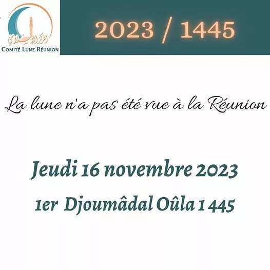 jumada al-awwal 2023 1445 Ile de la Réunion - calendrier musulman