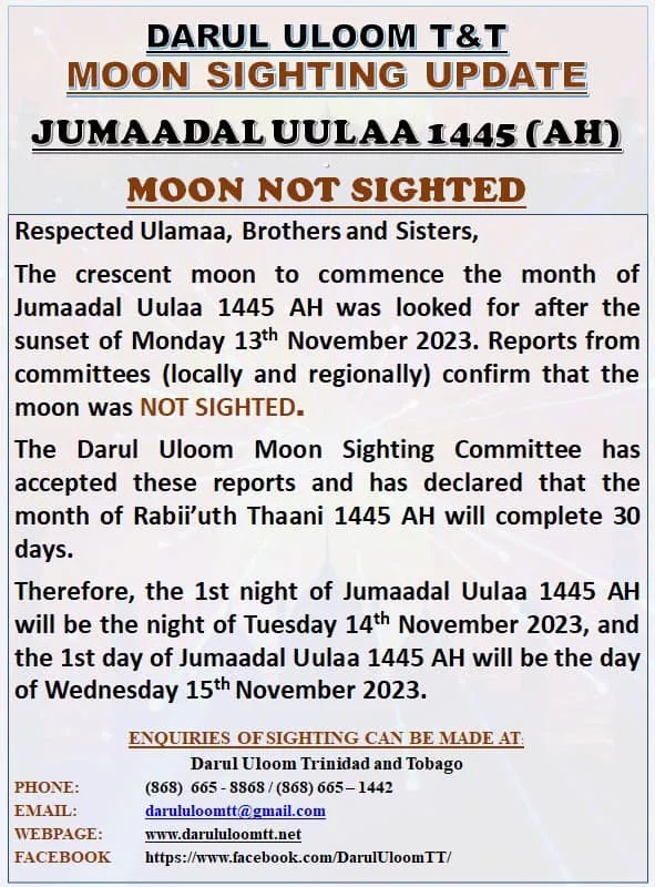 jumada al-awwal 2023 1445 Trinité-et-Tobago - calendrier musulman