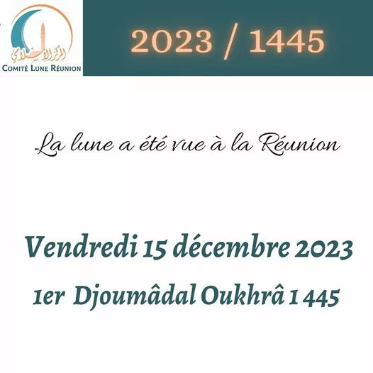 jumada ath-thani 2023 1445 Ile de la Réunion - calendrier musulman