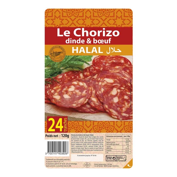 Le chorizo dinde bœuf halal d'Oriental viandes