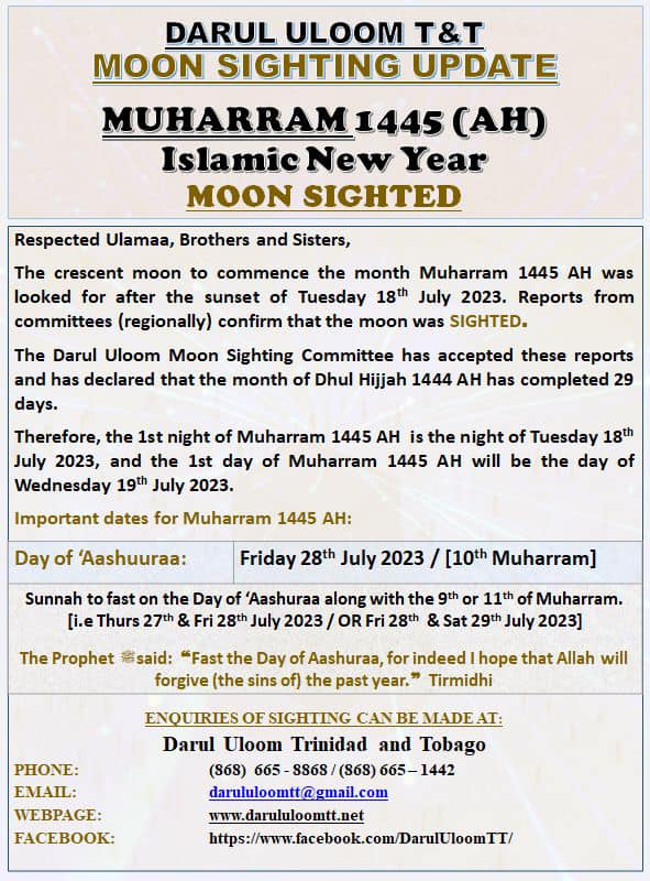 muharram 2023 1445 Trinité-et-Tobago - calendrier musulman