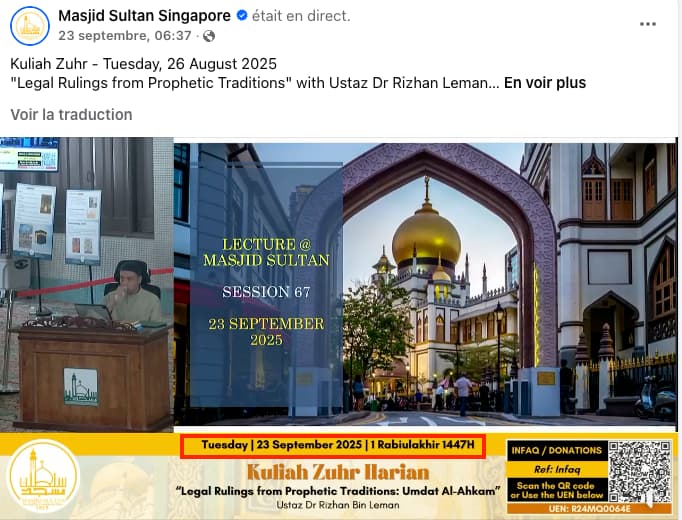 rabi' ath-thani 2025 1447 Singapour - calendrier musulman