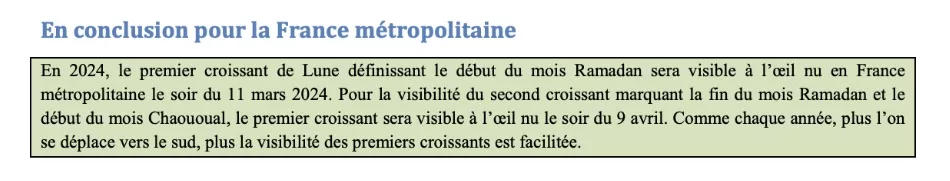 Prévisions astronomiques de Patrick Rocher, astronome de l’Observatoire de Paris, ramadan 2024 - 1445