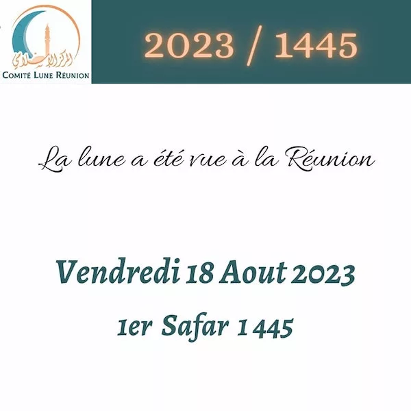safar 2023 1445 Ile de la Réunion - calendrier musulman
